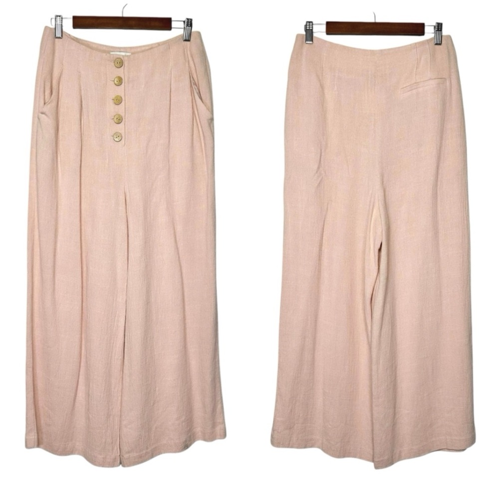 Topshop | Women | Dusty Pink Linen Blend Cropped Pants Culottes | Size 8